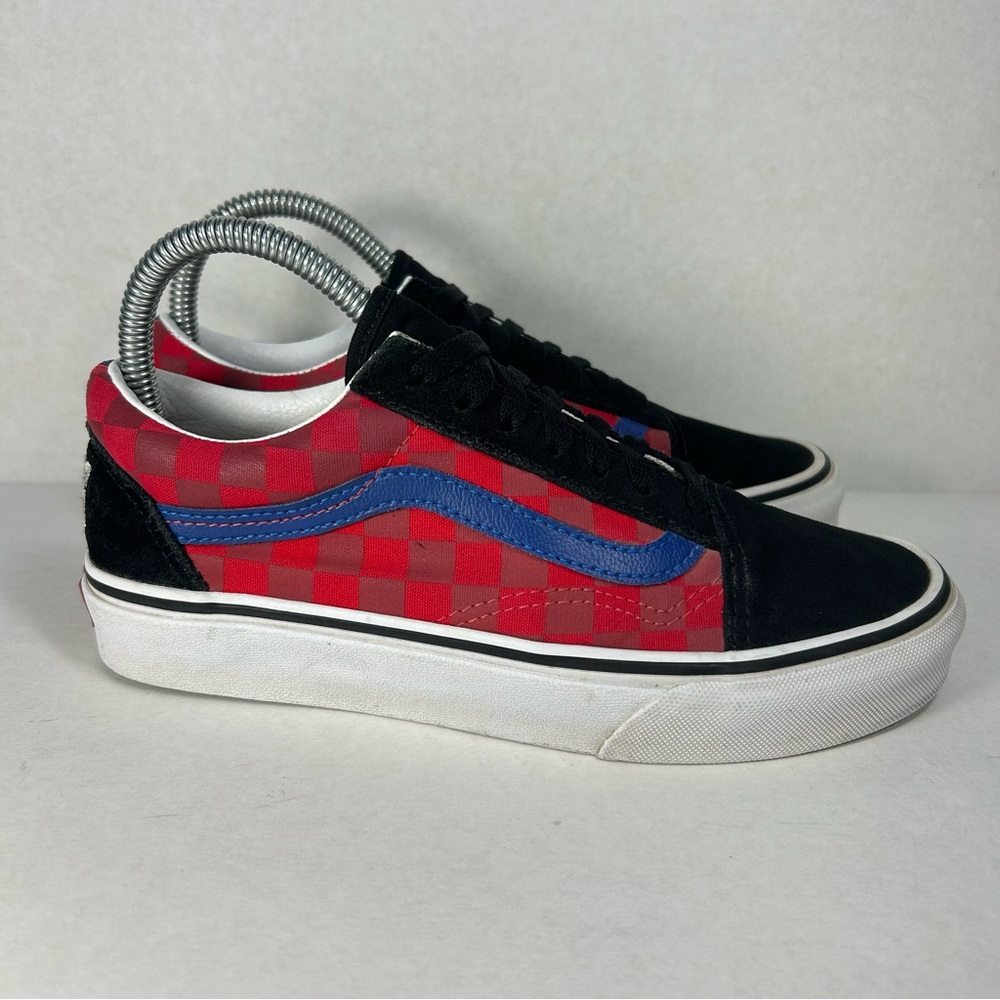 Vans Old Skool Checkered Blue/ Red/ Yellow Sk8 Sneakers Shoes; Women’s Size 6.5